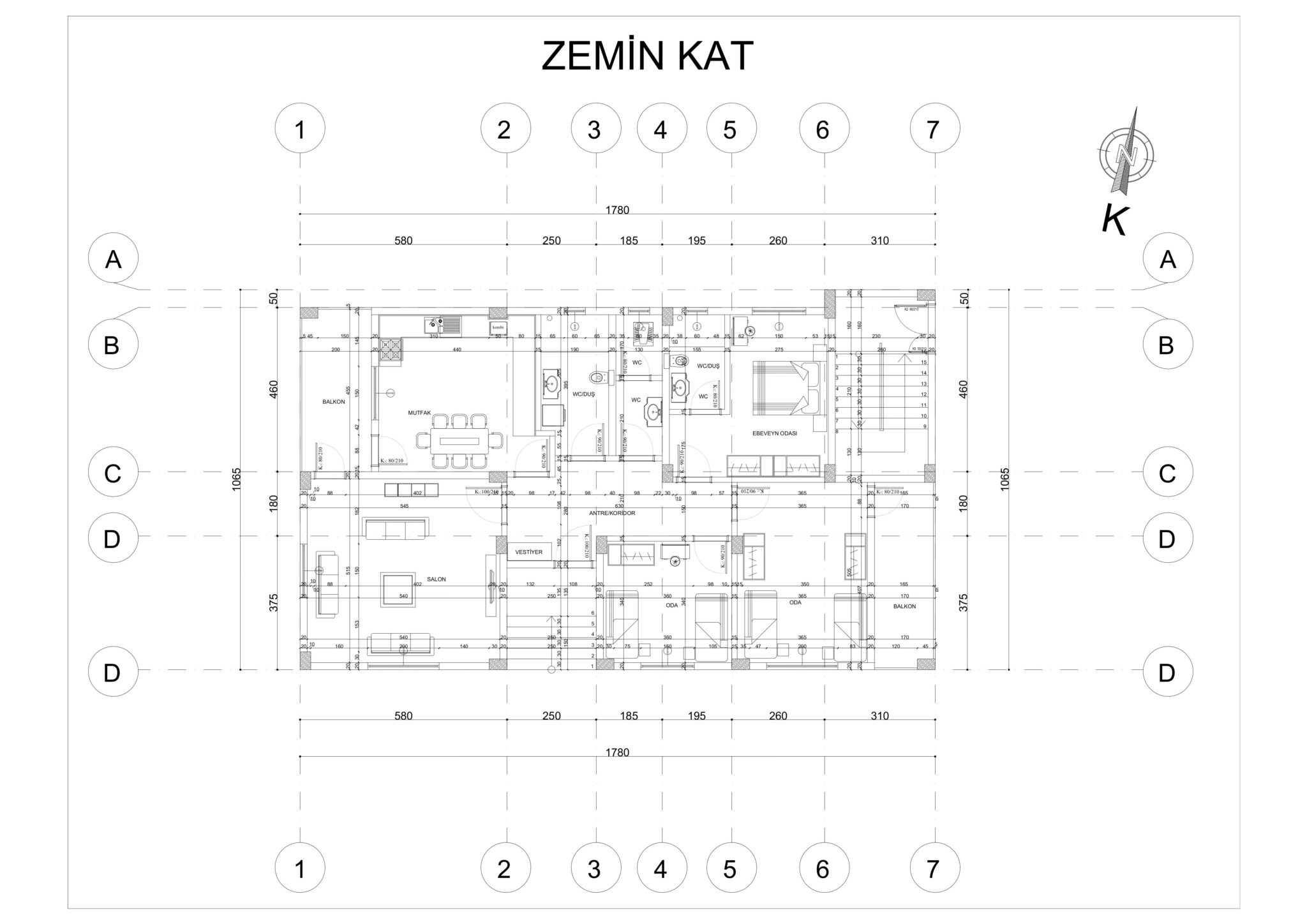 konut 2 zemin kat planı