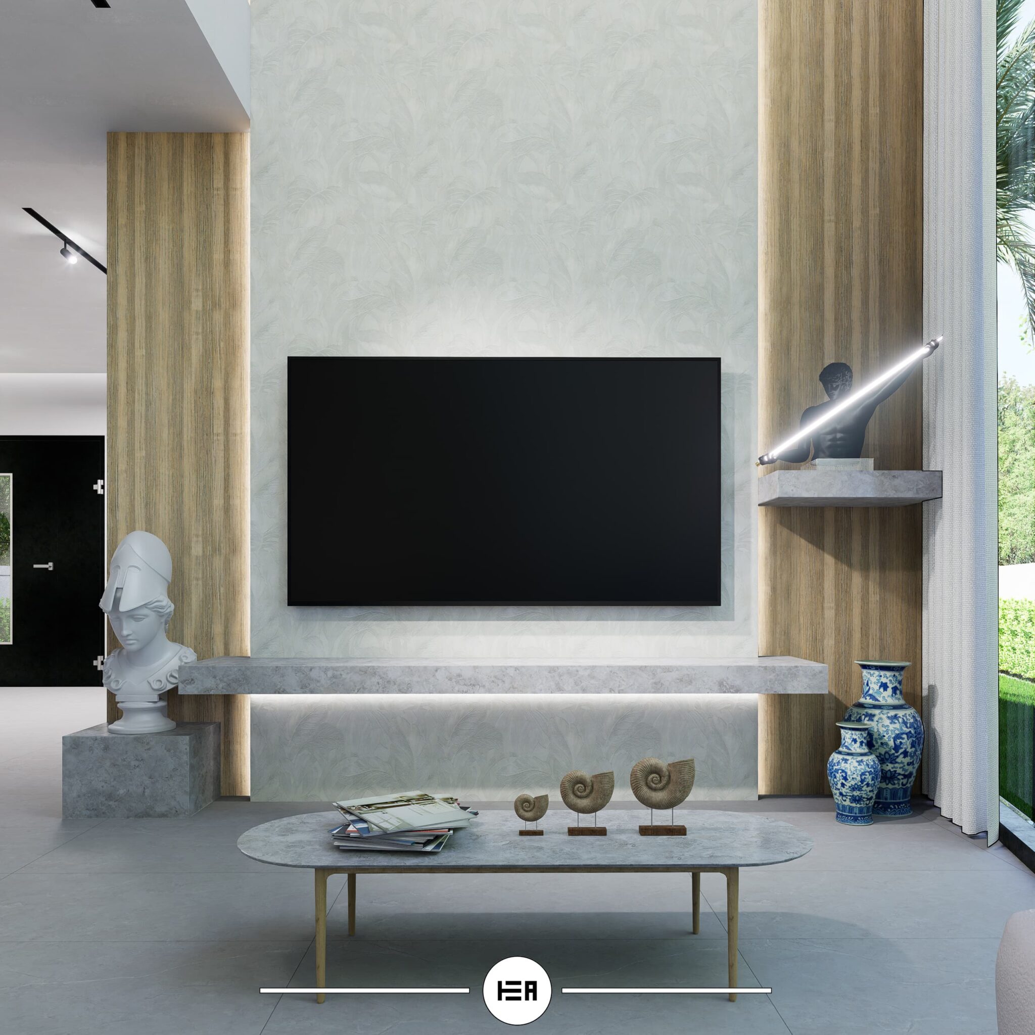 tv ünitesi mermer detayı